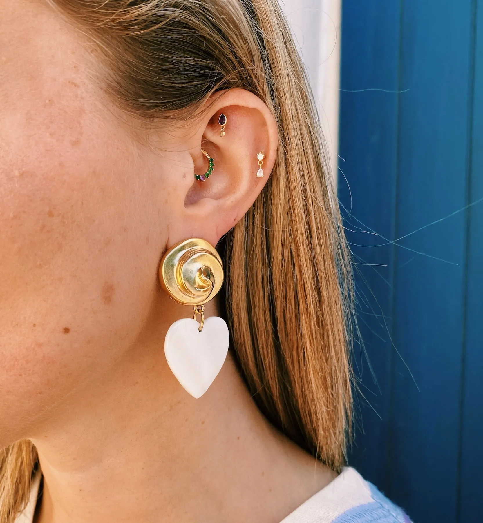 Brinker + Eliza Rainey White Heart Earrings