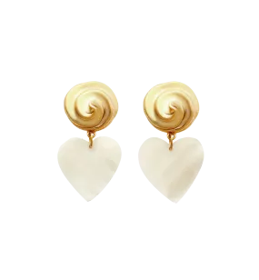 Brinker + Eliza Rainey White Heart Earrings