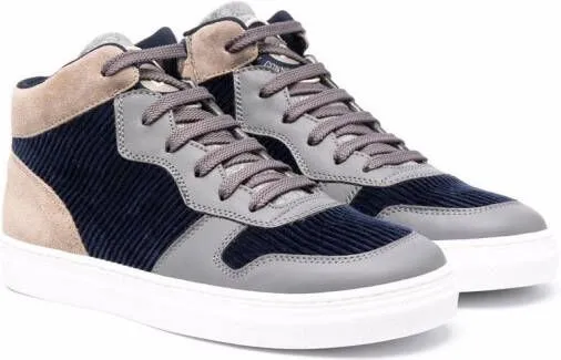 Brunello Cucinelli Kids hi-top cord trainers Blue