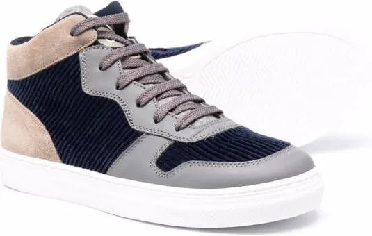 Brunello Cucinelli Kids hi-top cord trainers Blue