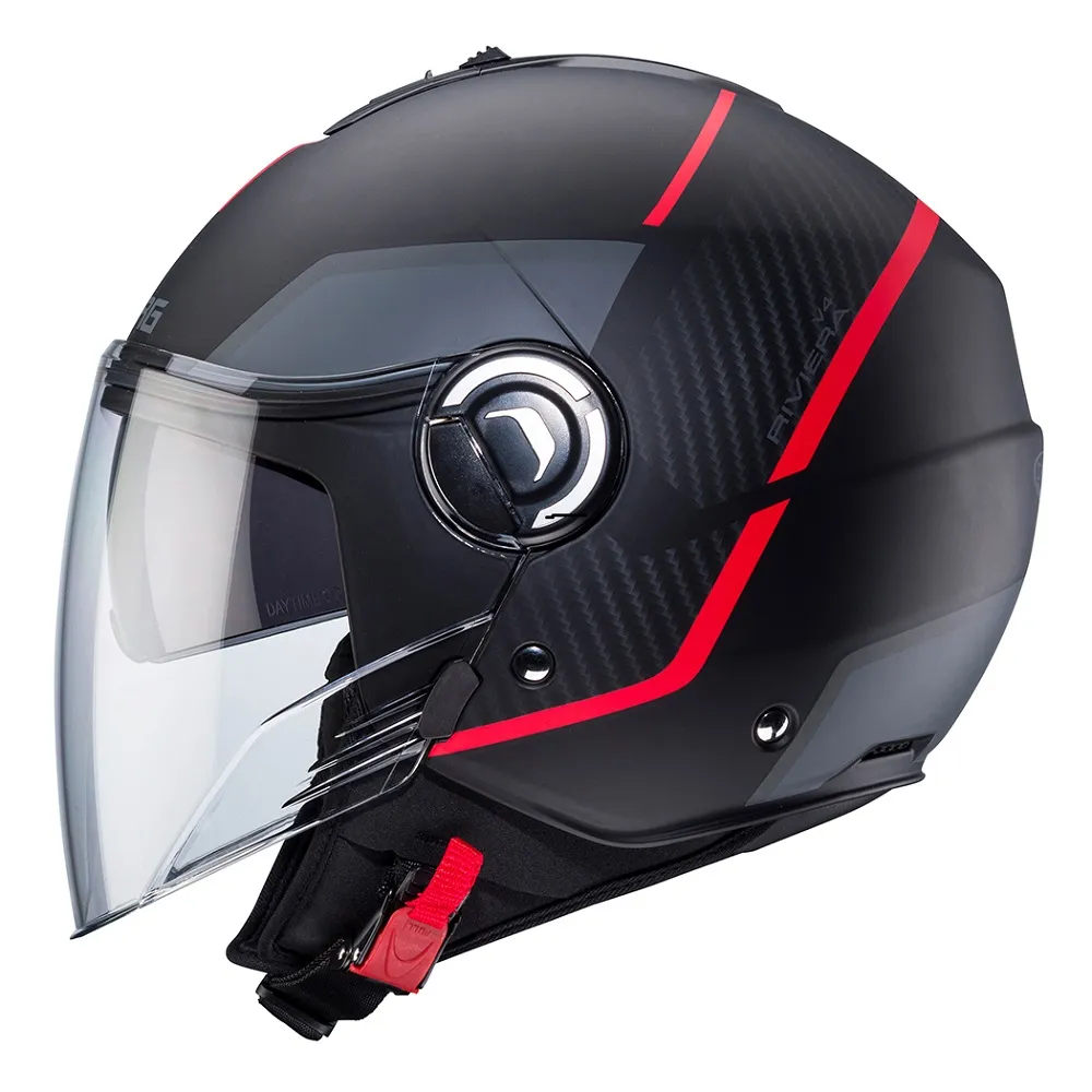 Caberg Riviera v4 X Geo Helmet - Black/Red/Anthracite