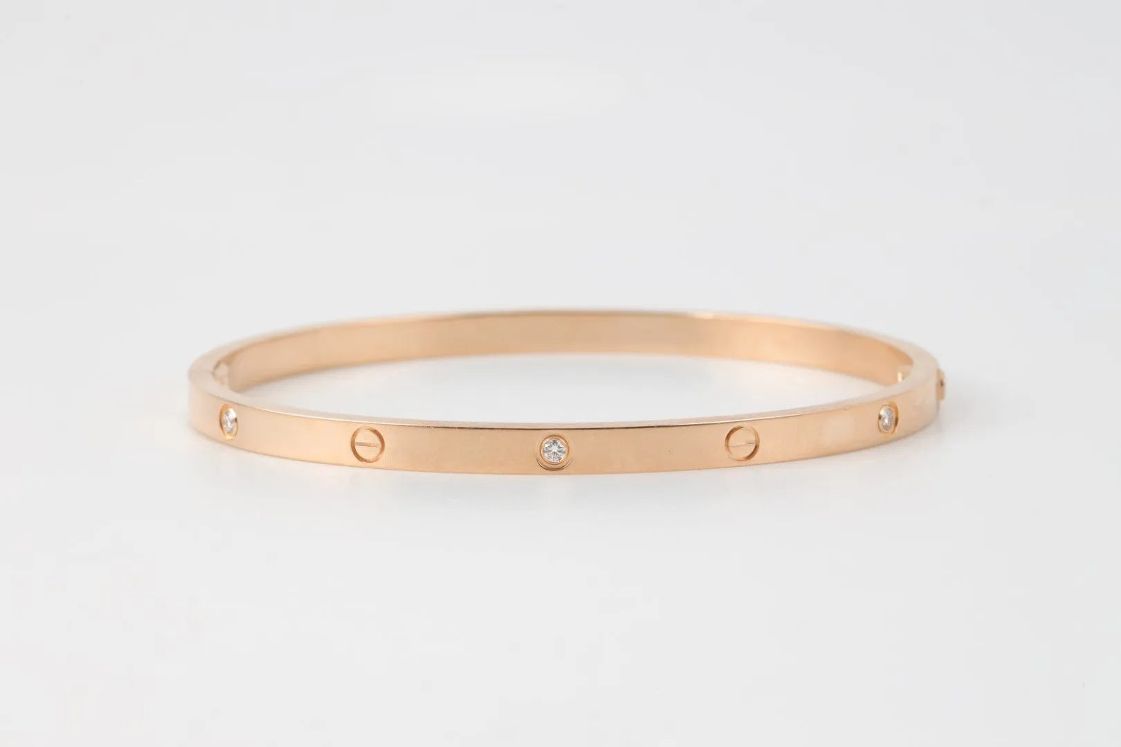 Cartier 18k Rose Gold 0.15tcw Diamond Love Bracelet Size 17 (18.86g.)