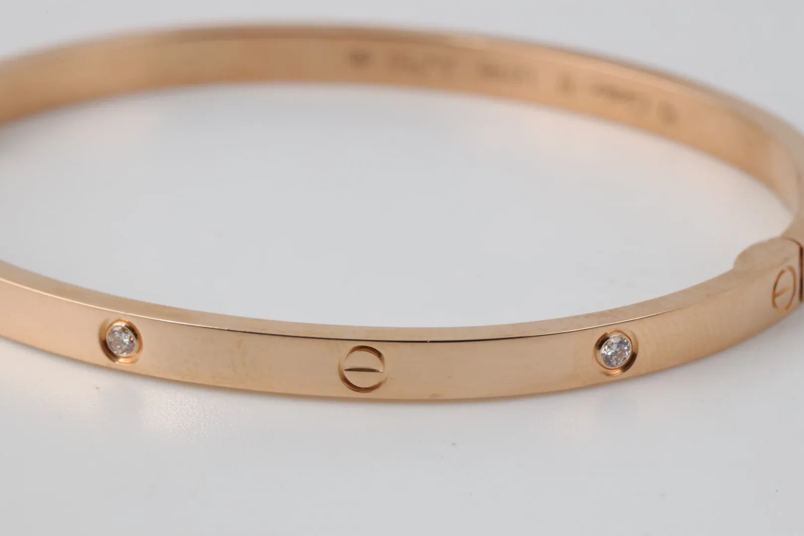 Cartier 18k Rose Gold 0.15tcw Diamond Love Bracelet Size 17 (18.86g.)