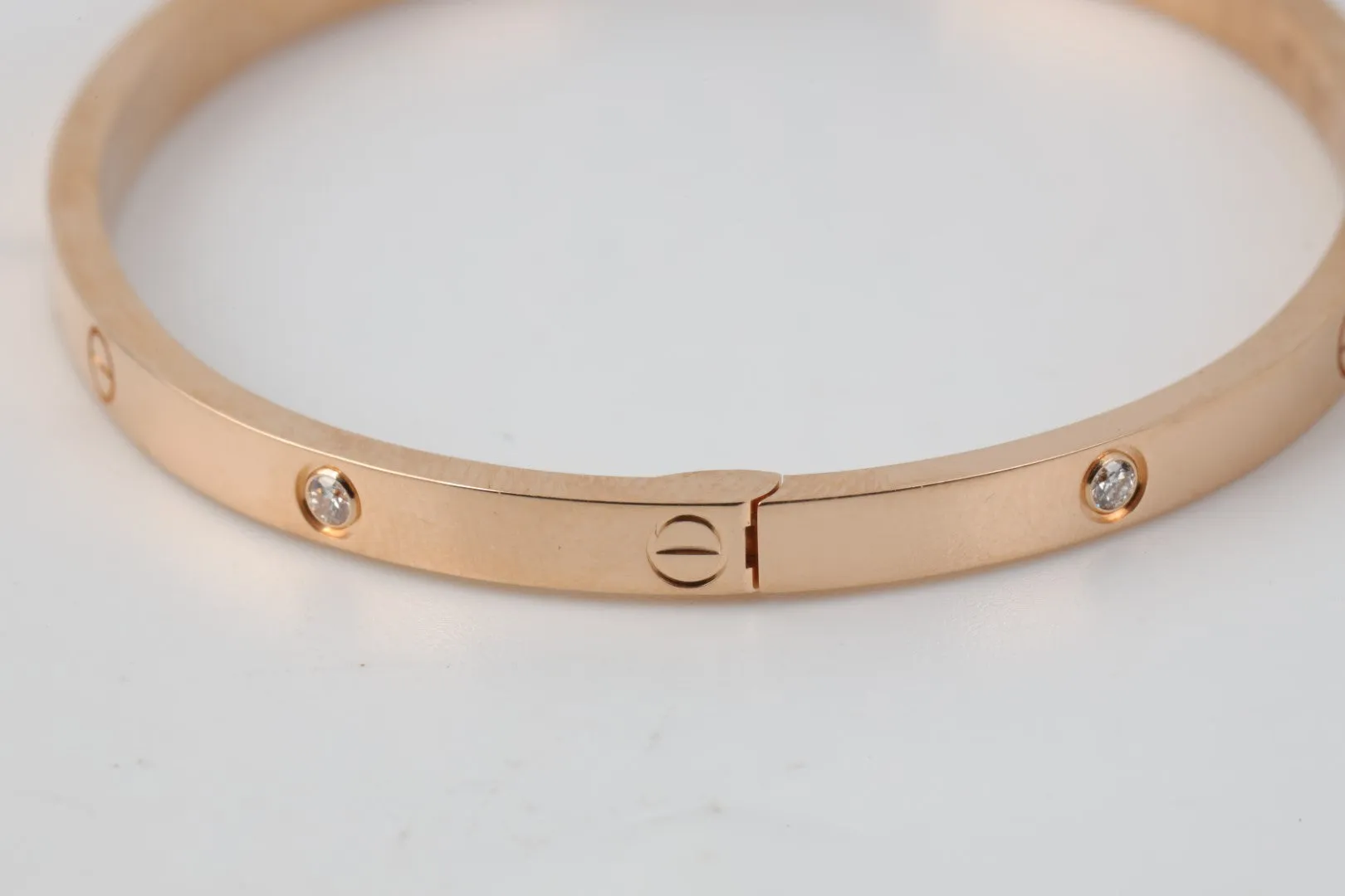 Cartier 18k Rose Gold 0.15tcw Diamond Love Bracelet Size 17 (18.86g.)