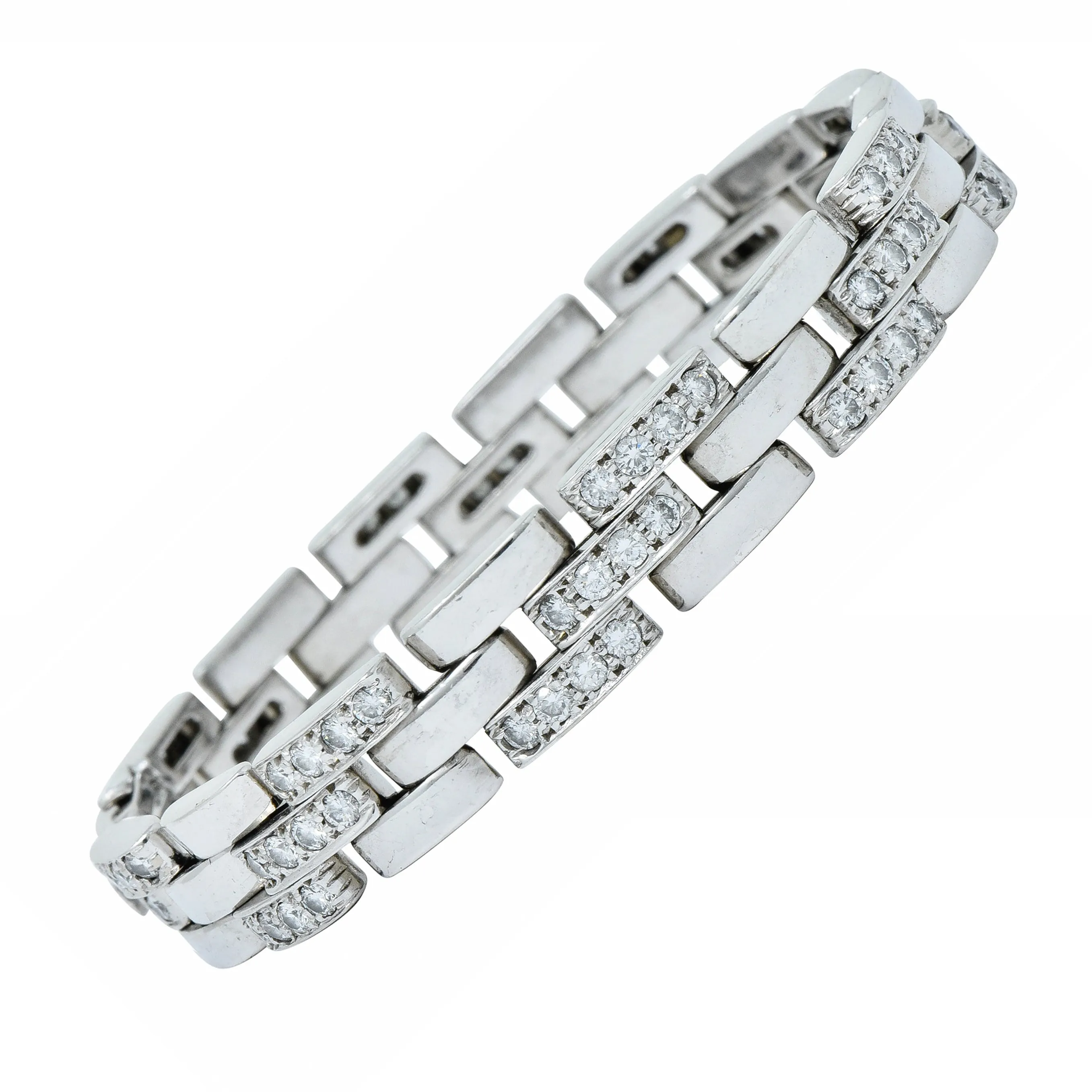 Cartier Diamond Maillon Panthere 18 Karat White Gold Link Bracelet French