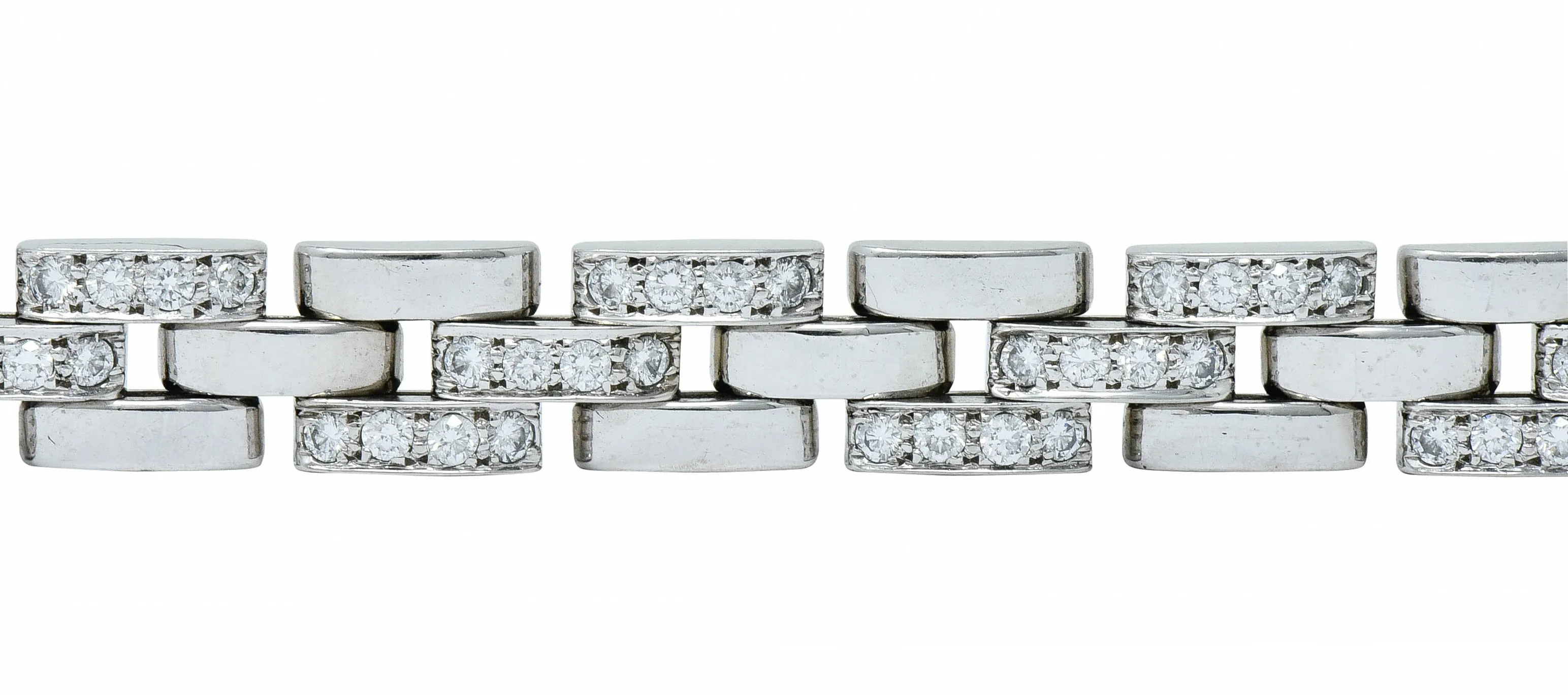 Cartier Diamond Maillon Panthere 18 Karat White Gold Link Bracelet French