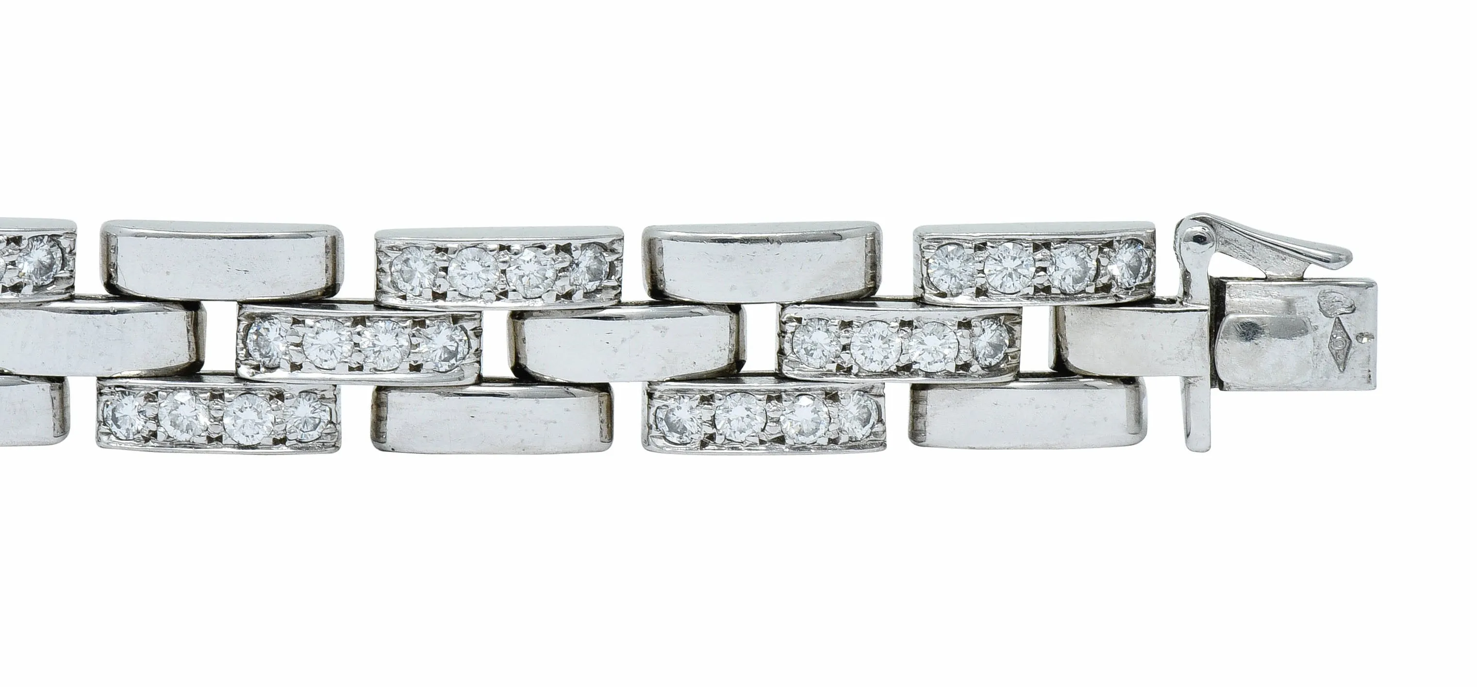 Cartier Diamond Maillon Panthere 18 Karat White Gold Link Bracelet French