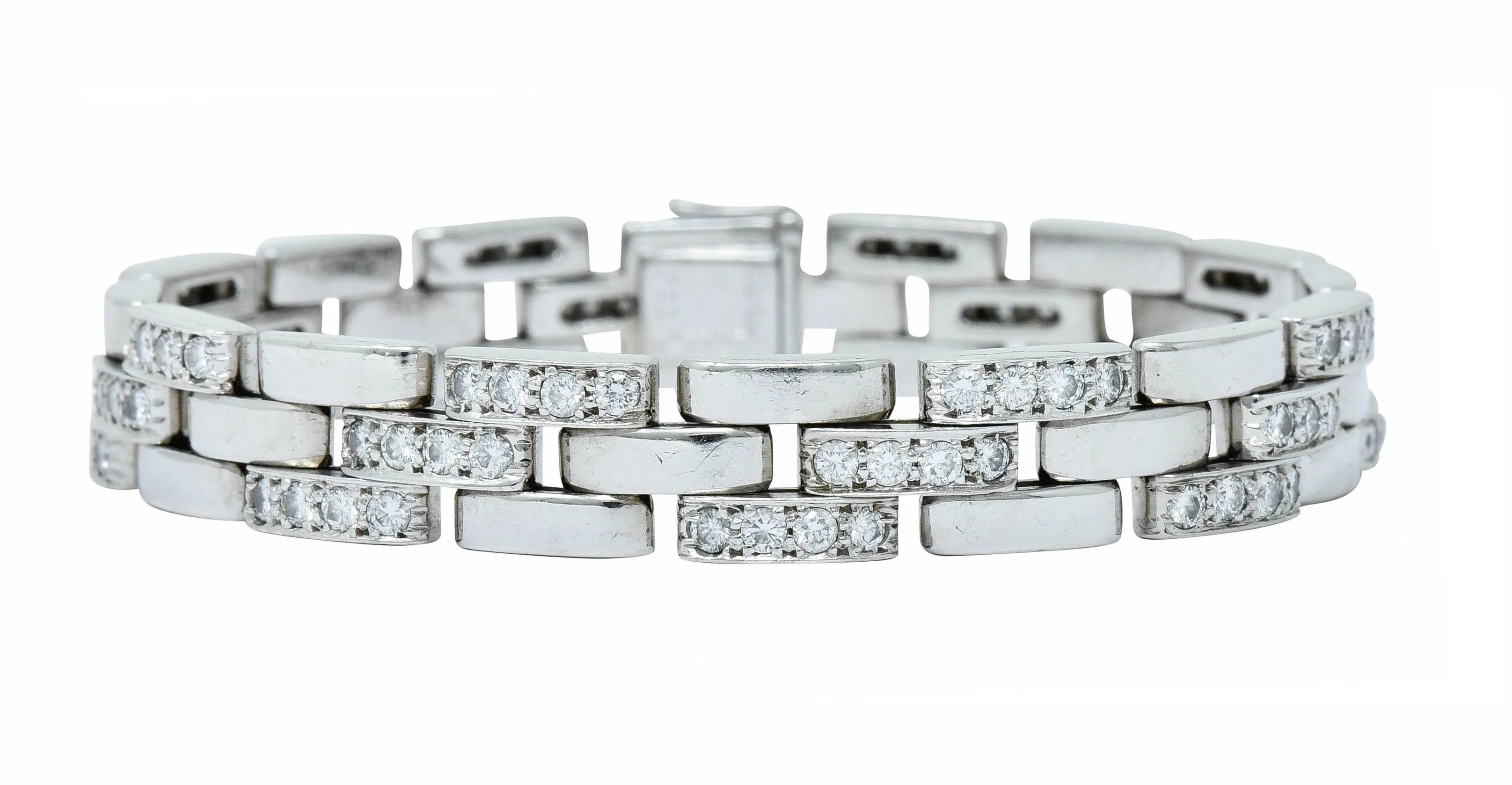 Cartier Diamond Maillon Panthere 18 Karat White Gold Link Bracelet French