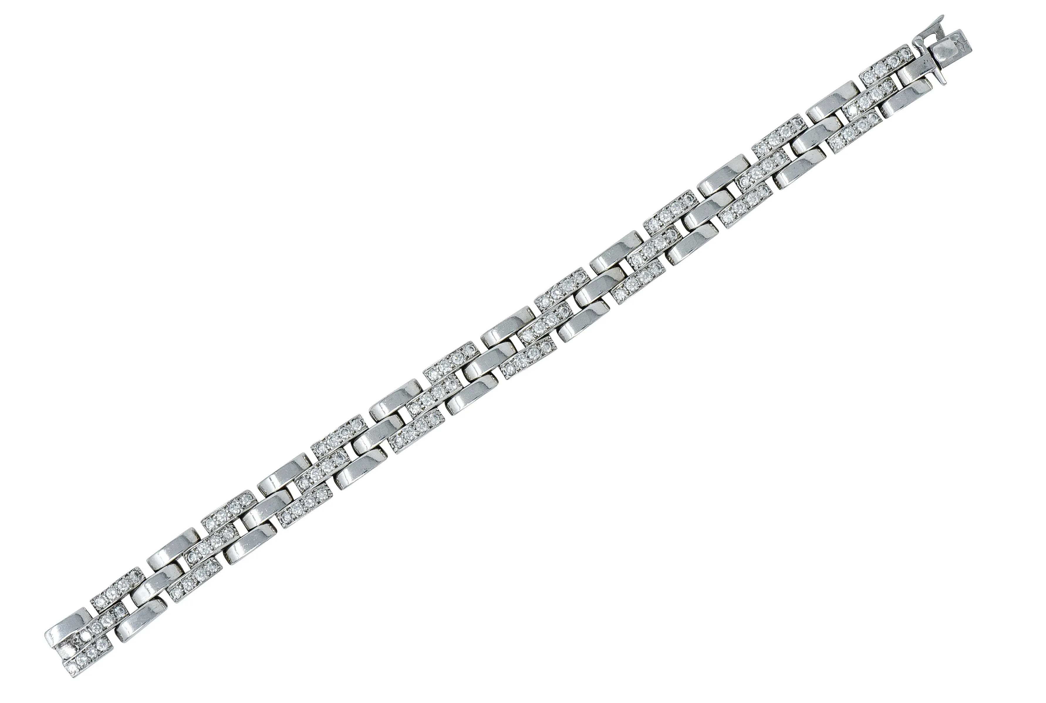 Cartier Diamond Maillon Panthere 18 Karat White Gold Link Bracelet French