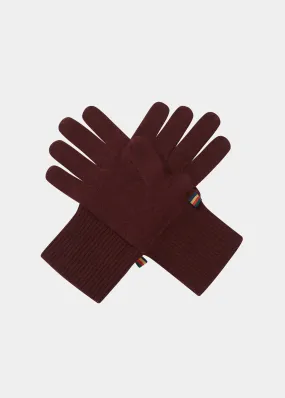 Cashmere Ladies Gloves In Claret Red - Alan Paine UK