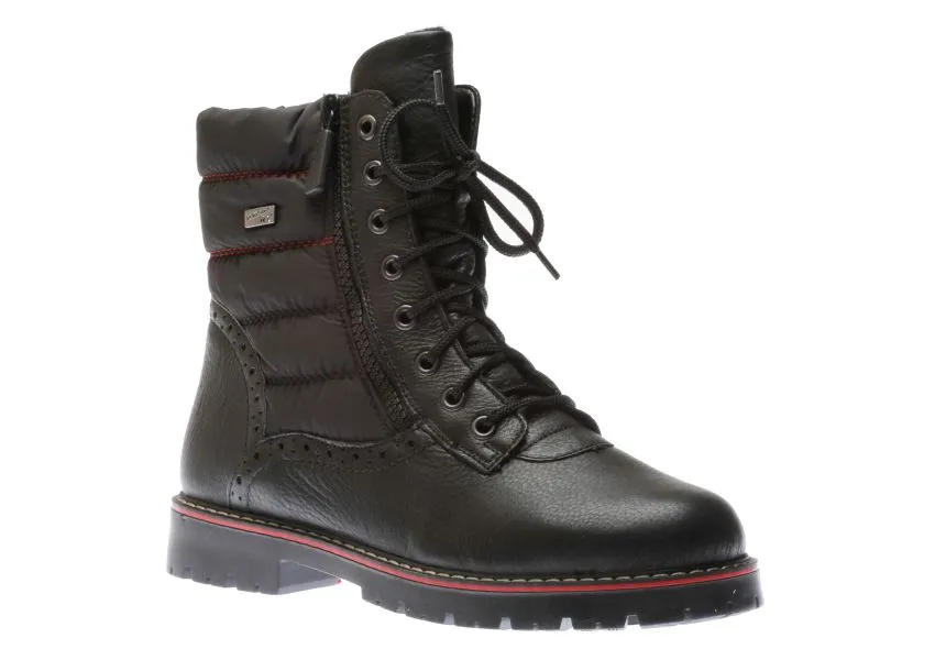 Castor Black Quilted Lace-Up Winter Boot