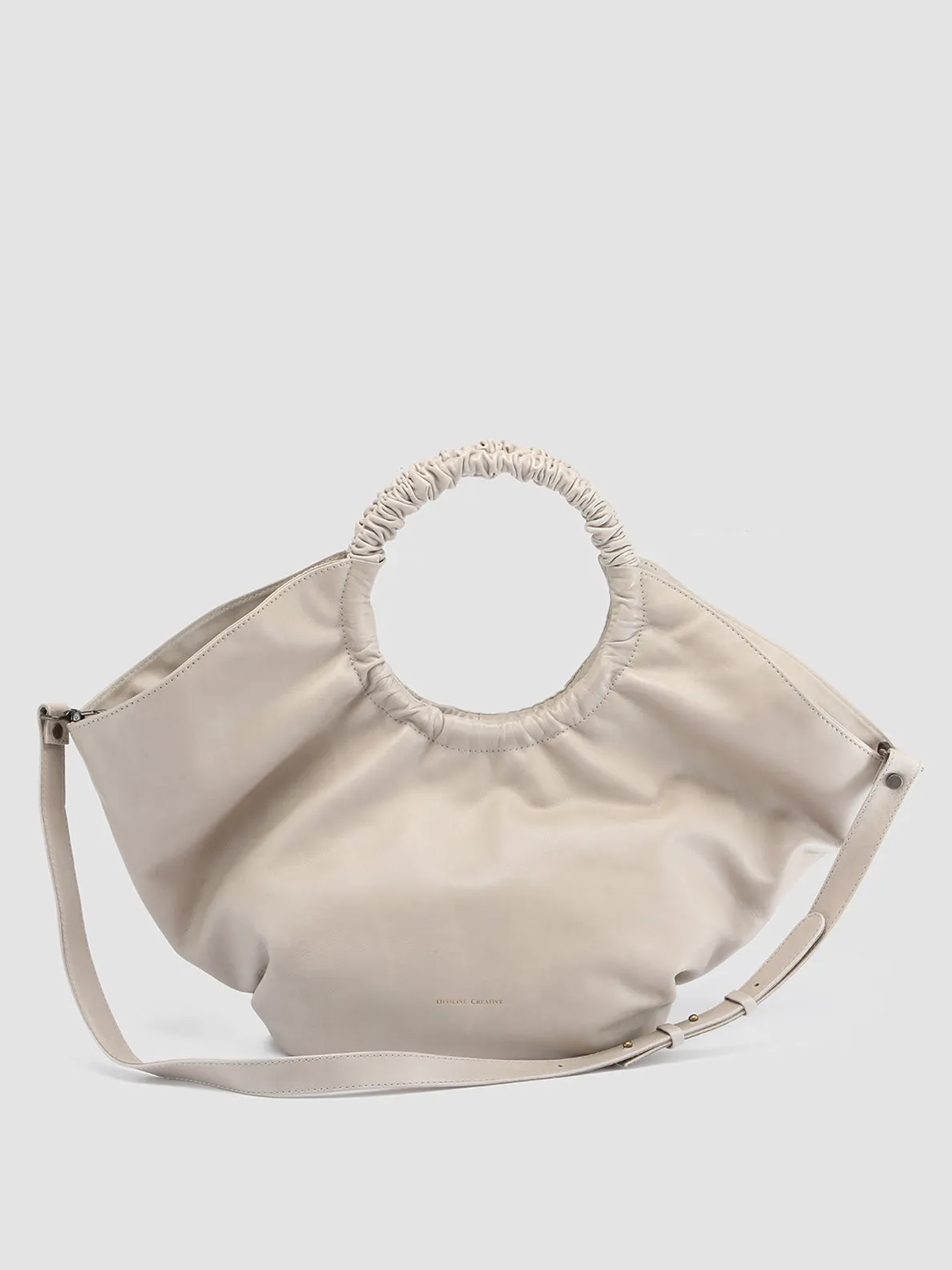 CIRCLE 016 - Grey Leather Handle Bag