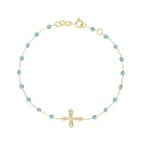 Classic Cross Vintage Diamond Aqua bracelet, Yellow Gold, 6.7