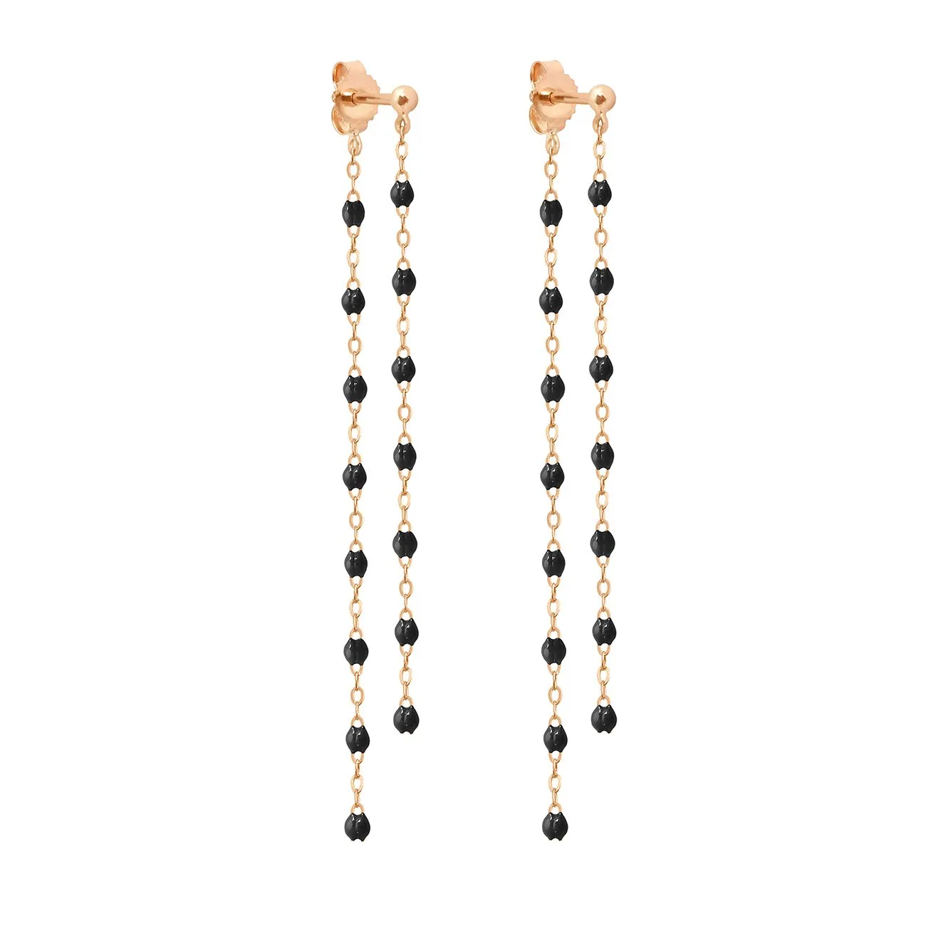 Classic Gigi dangling Black earrings, Rose Gold