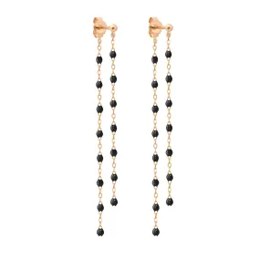 Classic Gigi dangling Black earrings, Rose Gold