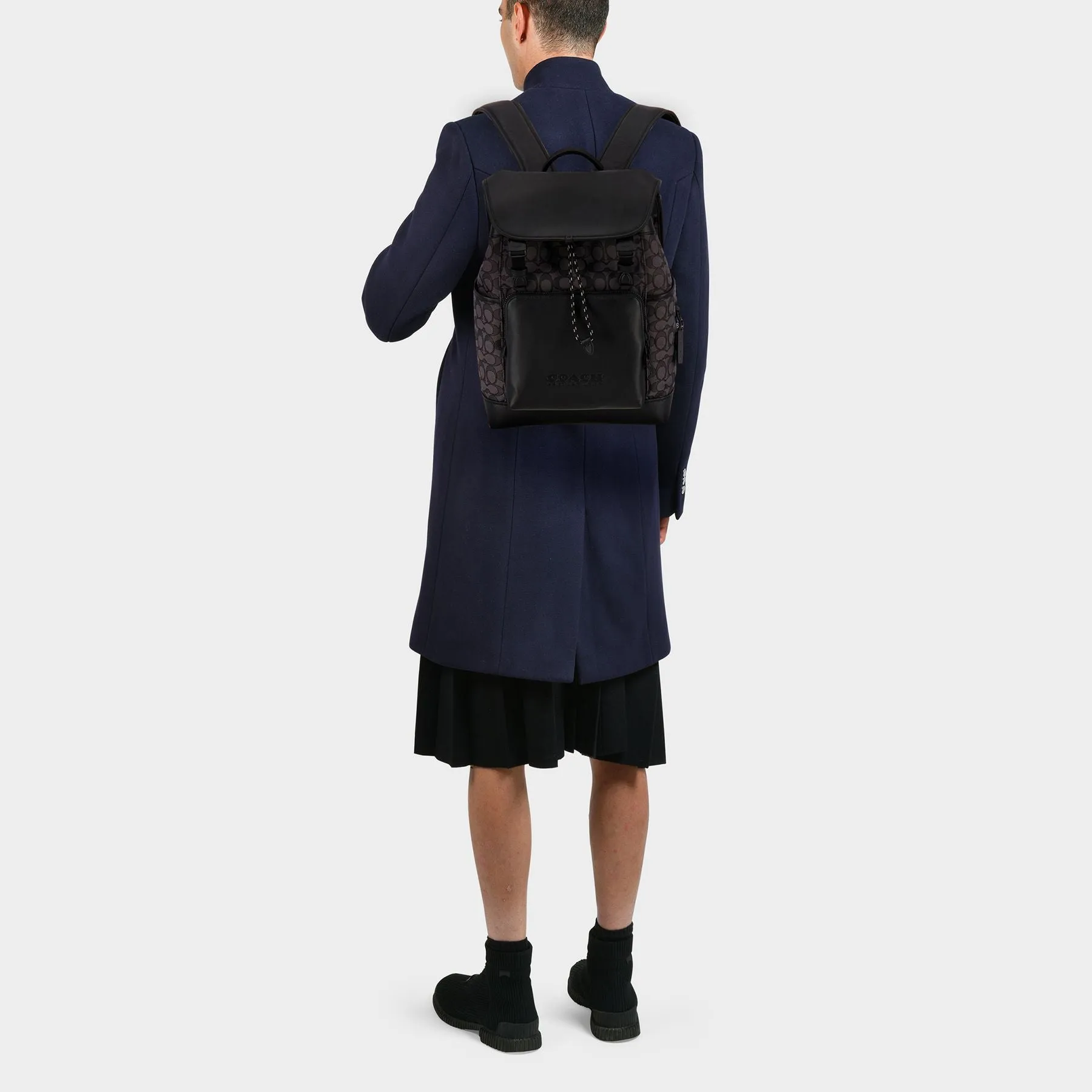 Coach  League Flap Backpack In Signature Jacquard