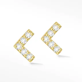 Corner 18k Diamond Push Back Stud Earrings