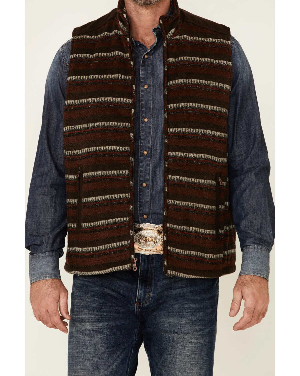 Cripple Creek Men's Navajo Print Zip-Front Blanket Vest