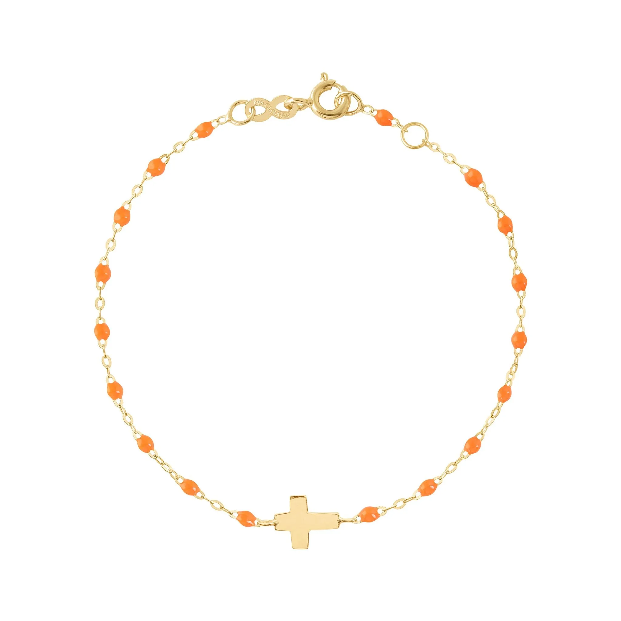 Cross Charm Classic Gigi Orange bracelet, Yellow Gold, 6.7