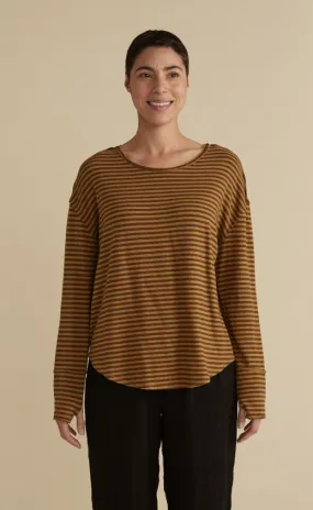 Cut Loose Grey Stripe Fleece Thumbhole Top