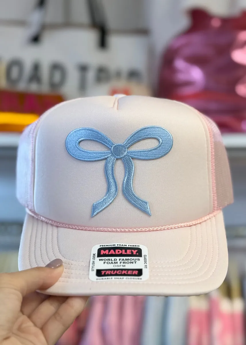 Cutesie Pink & Blue Bow Trucker Hat