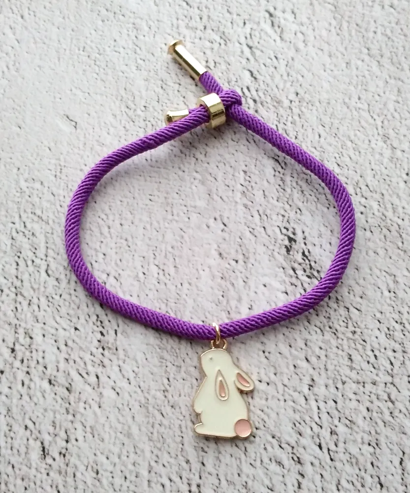 Dani White Bunny Corded Slider Bracelet