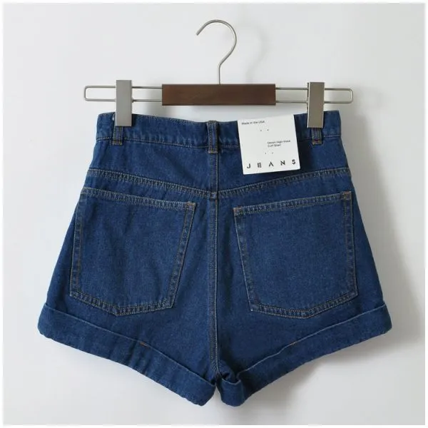 Denim shorts for women high waist retro jeans style