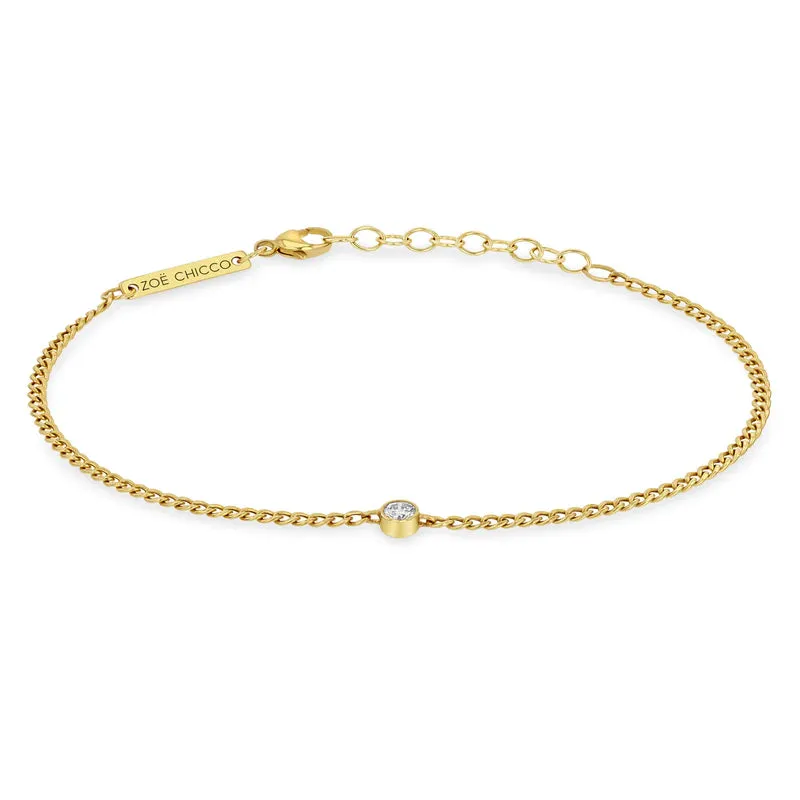 Diamond Bezel Extra Small Curb Chain Bracelet