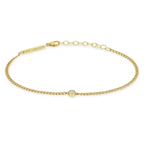 Diamond Bezel Extra Small Curb Chain Bracelet