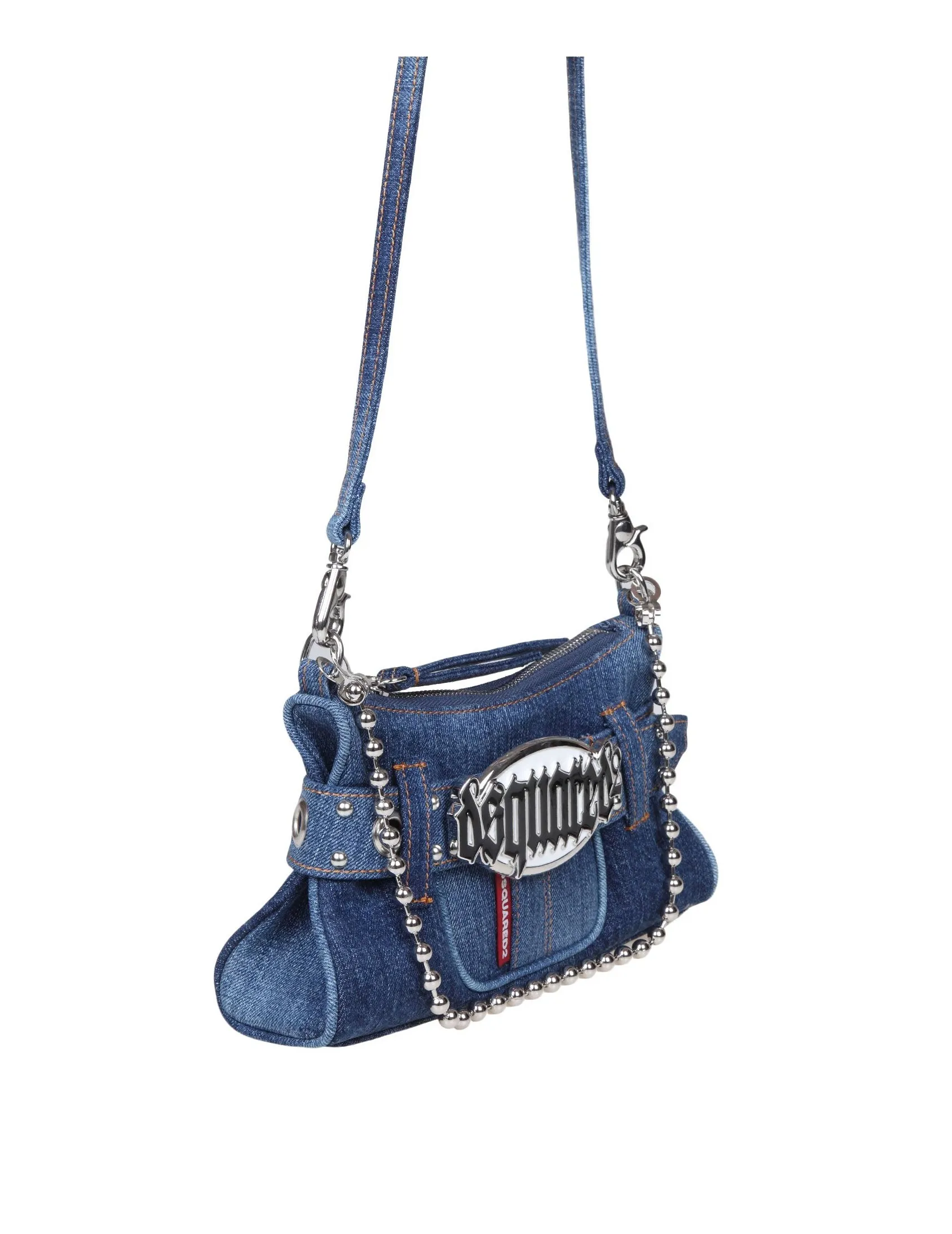 DSQUARED2 DENIM SHOULDER BAG WITH LOGO