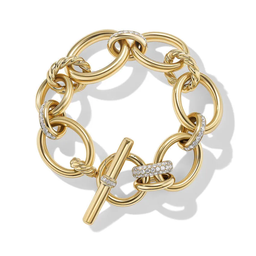 DY Mercer Bracelet in 18K Yellow Gold with Pave Diamonds