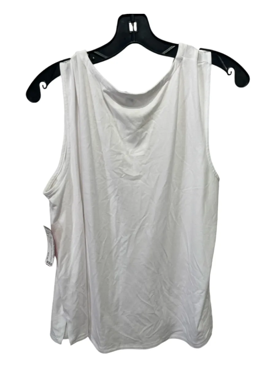 Eileen Fisher Size L White Viscose Blend Sleeveless Button Front Top