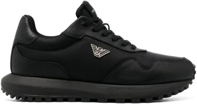 Emporio Armani logo-charm lace-up sneakers Black