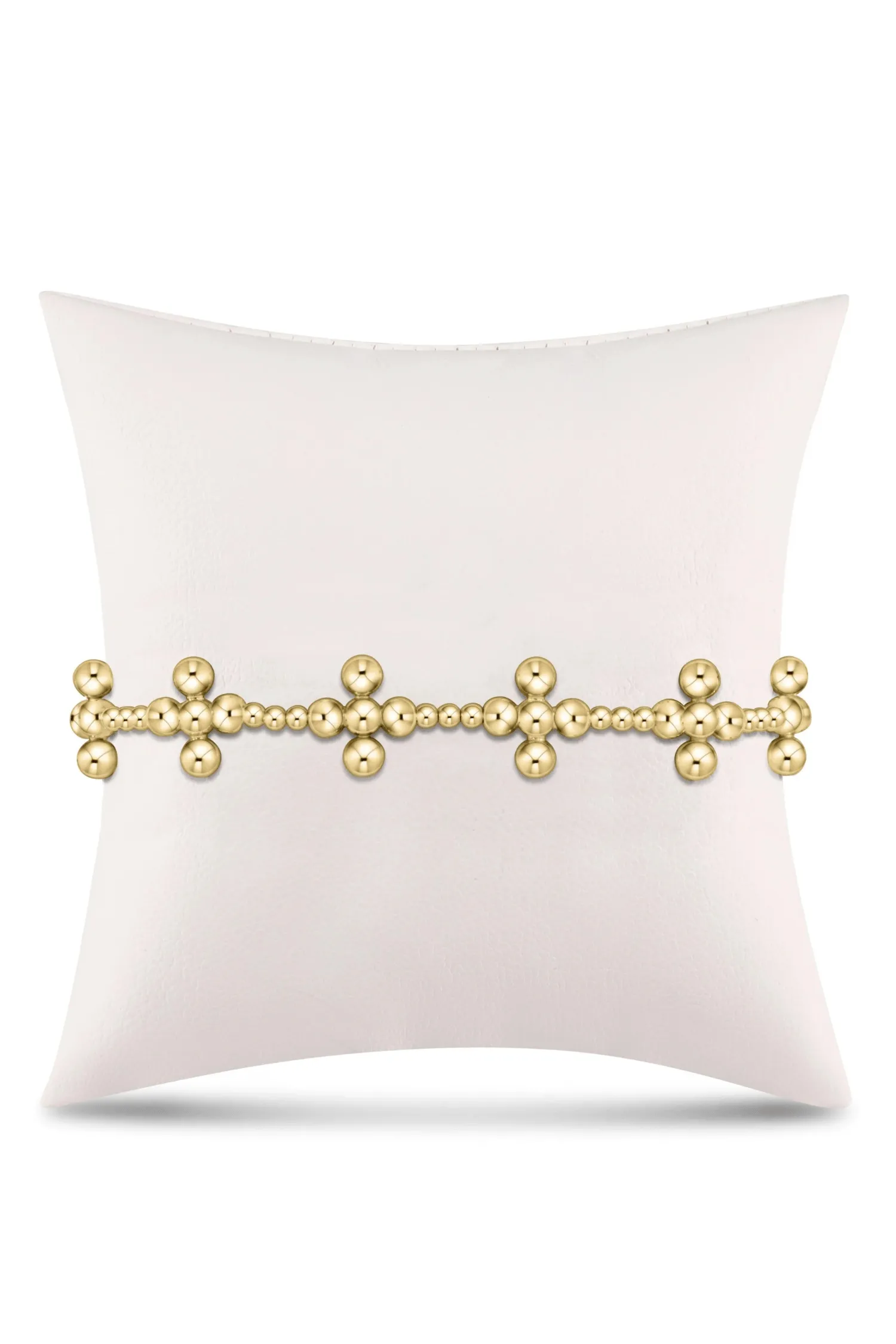 Enewton Signature Cross Sincerity Pattern 2.5 Gold Bead Bracelet- Gold Signature Cross 4mm