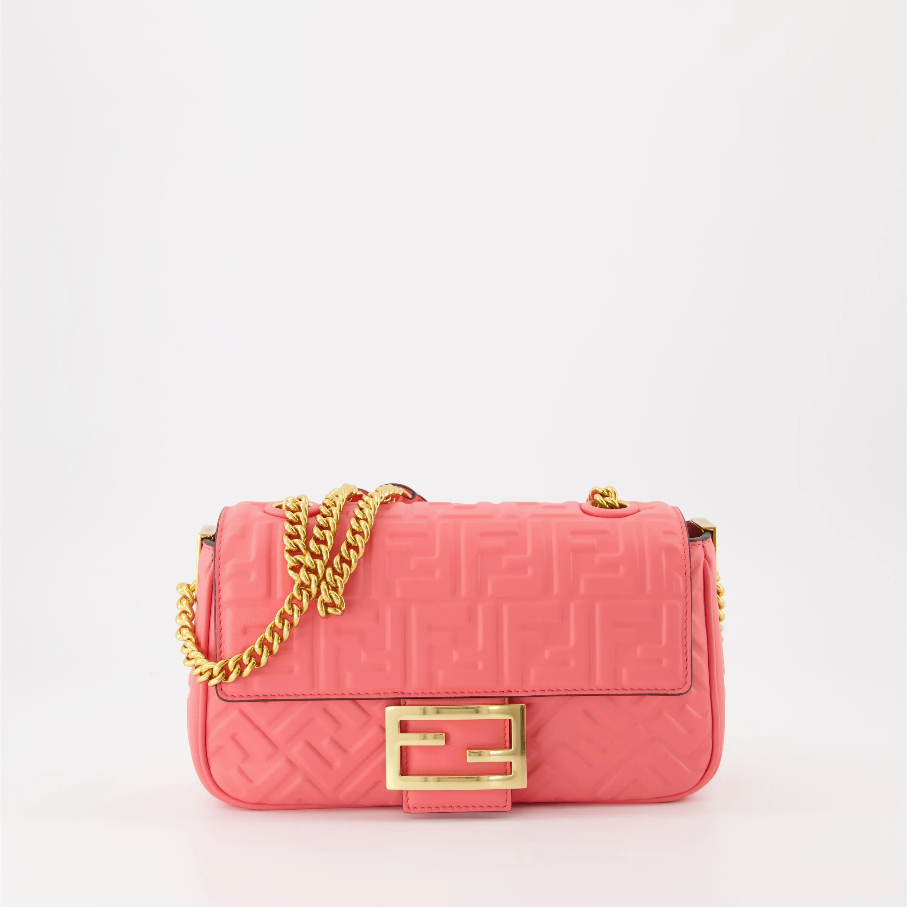 Fendi Pink Leather Baguette Bag