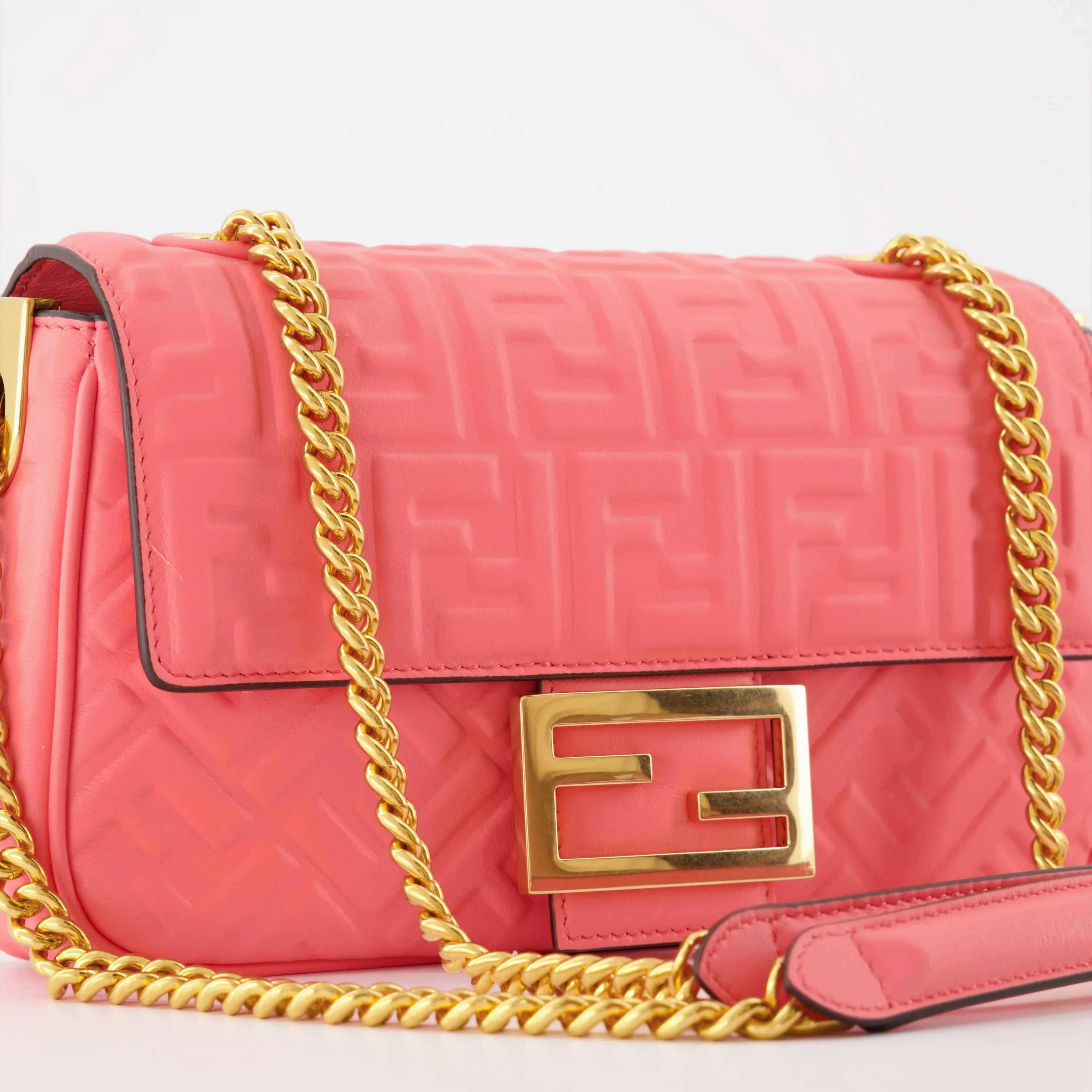 Fendi Pink Leather Baguette Bag