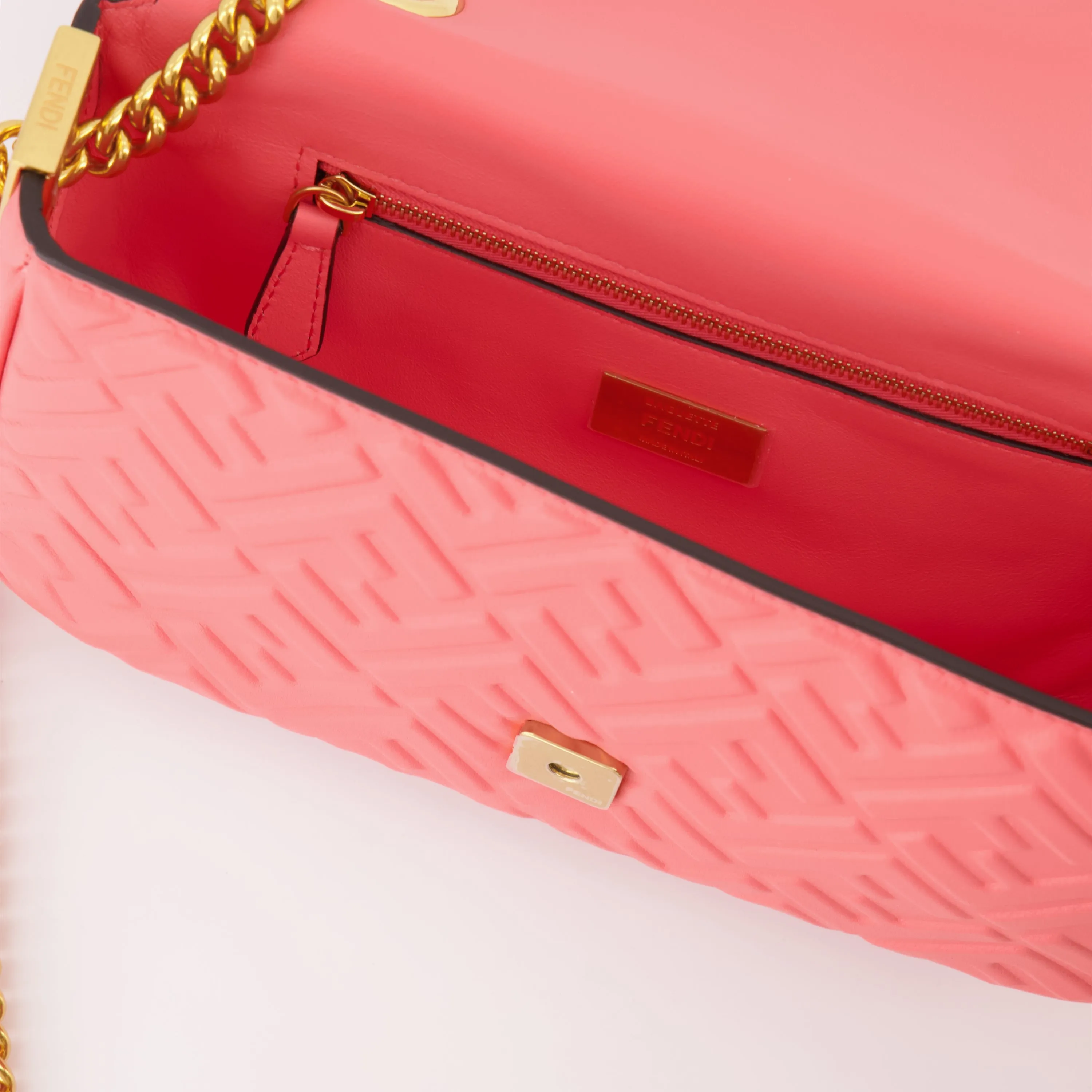 Fendi Pink Leather Baguette Bag