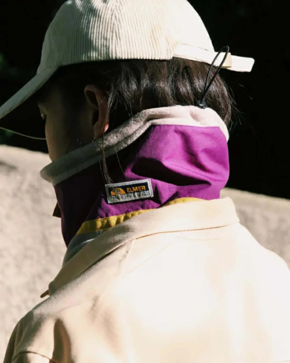 Fleece Neck Warmer - Beige/Purple