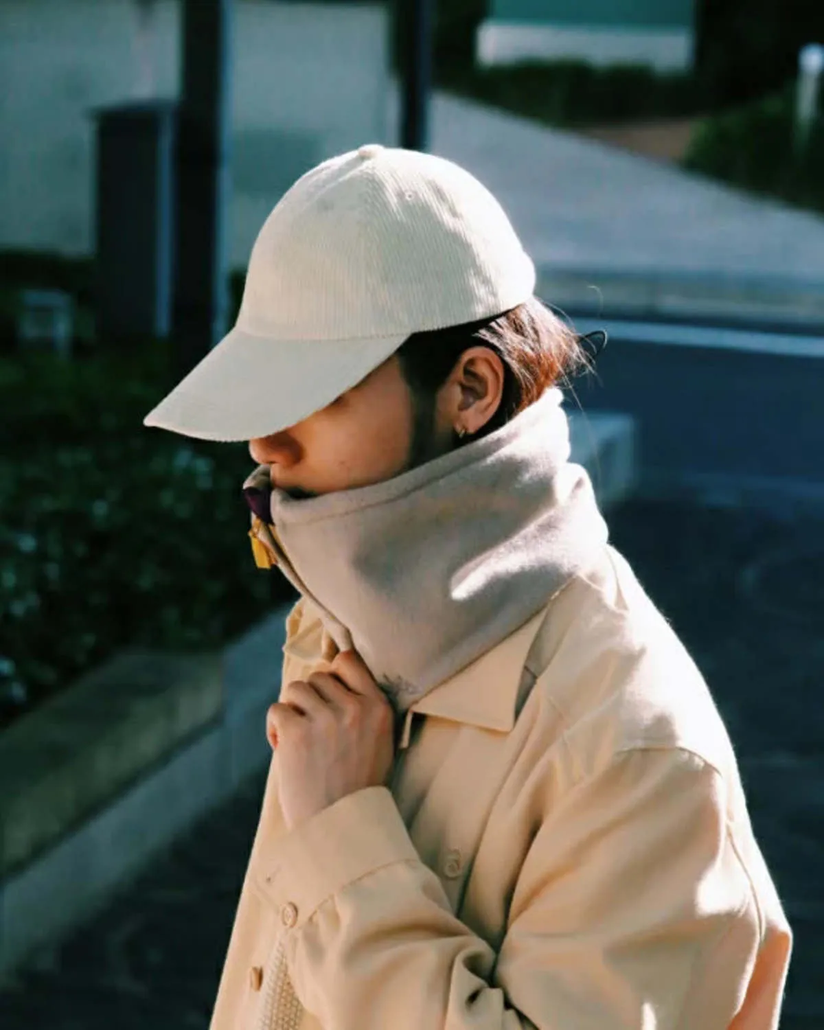 Fleece Neck Warmer - Beige/Purple