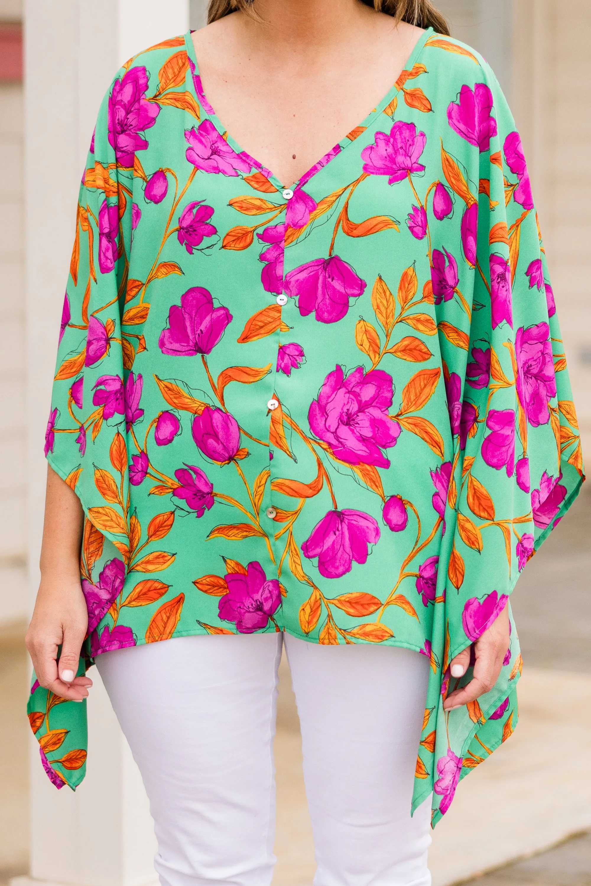 Floating Garden Tunic, Green Multi