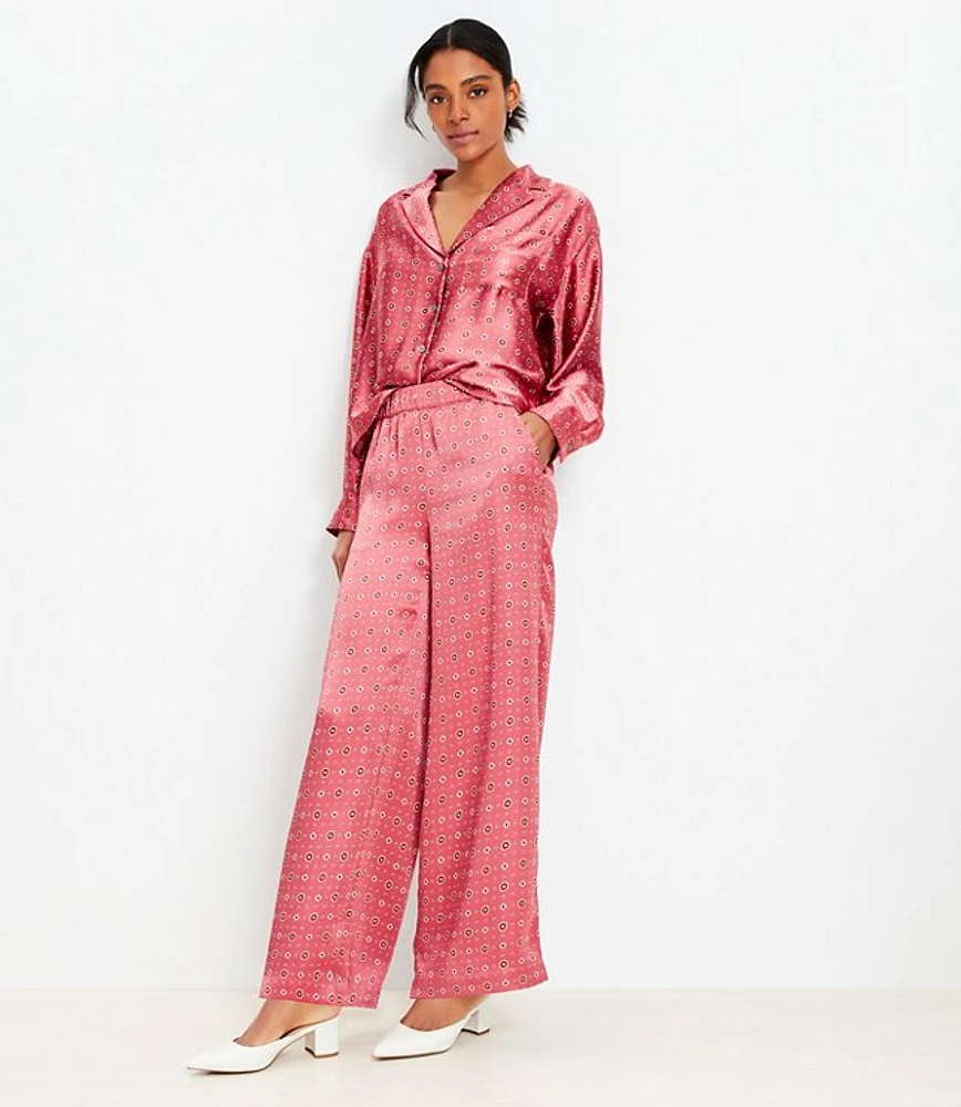 Fluid Pull On Wide Leg Pants Foulard Satin