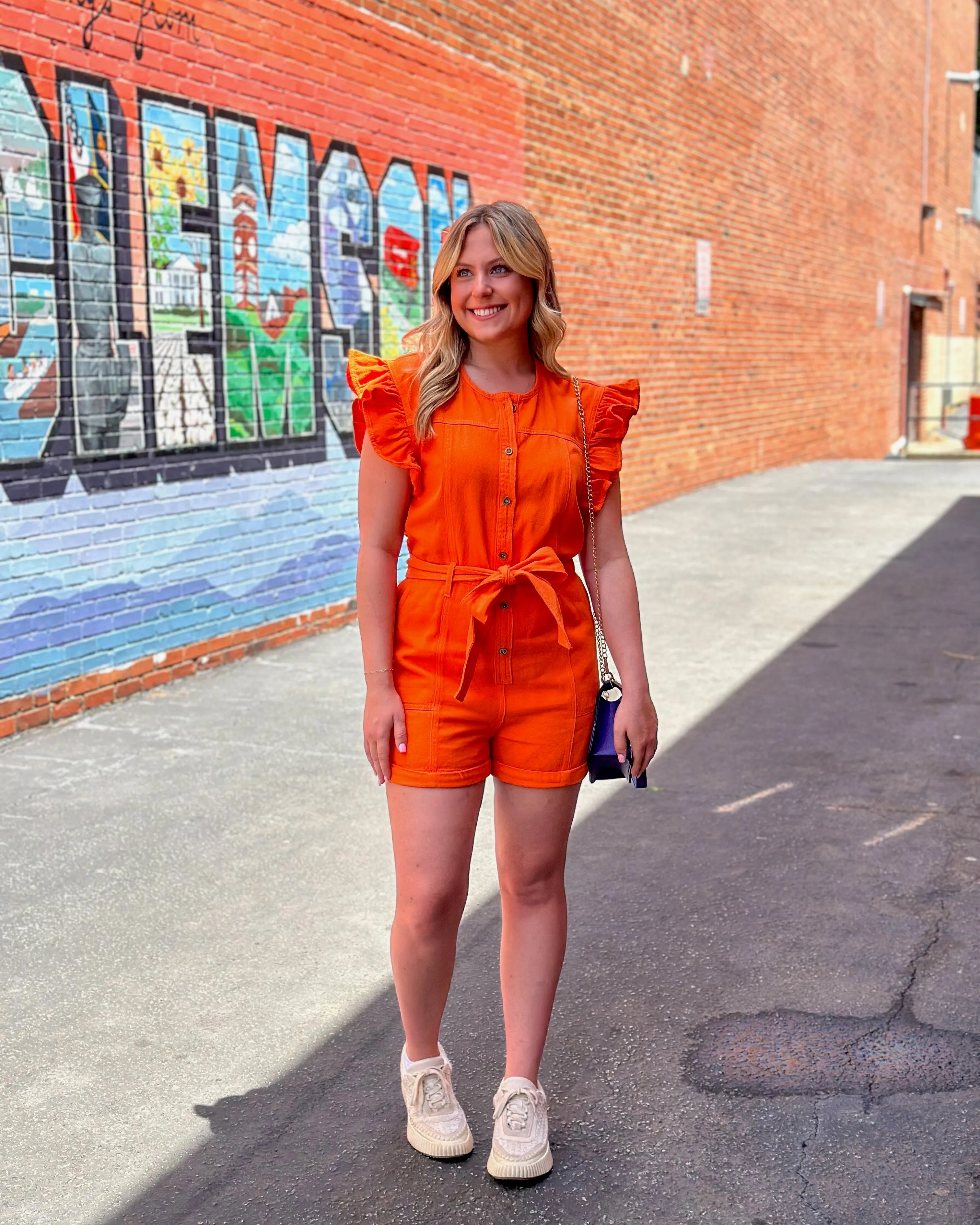 Frilly Feel Romper - Orange