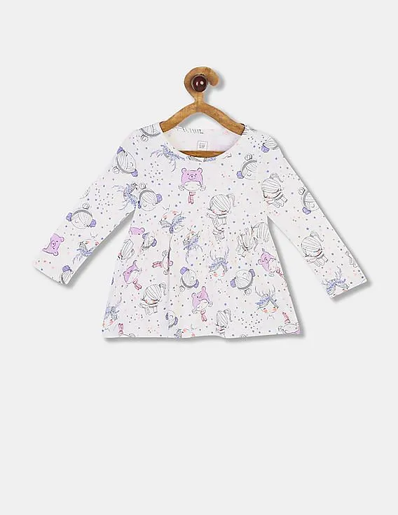 GAP Girls White Print Long Sleeve Tunic