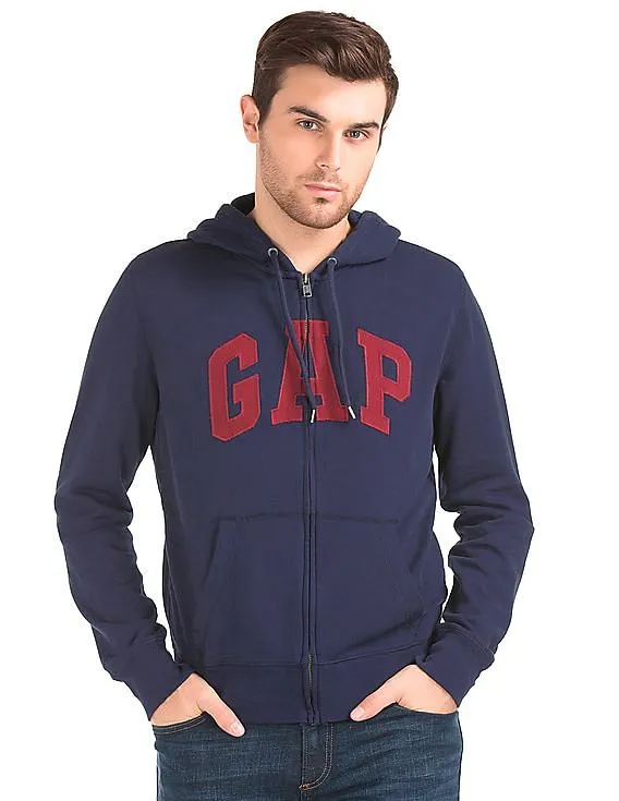 GAP Men Blue Logo Fleece Basic Sweatshirt