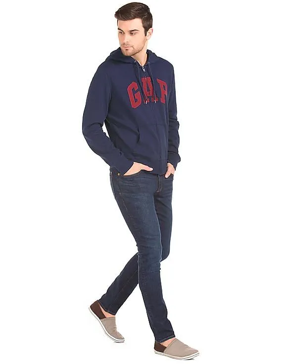 GAP Men Blue Logo Fleece Basic Sweatshirt