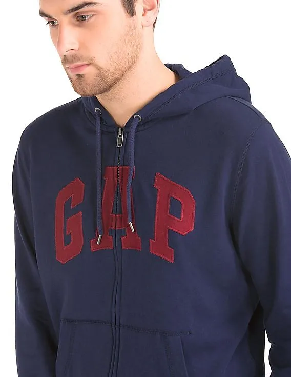 GAP Men Blue Logo Fleece Basic Sweatshirt