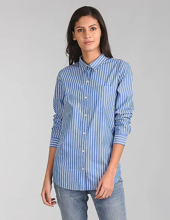 GAP Women Blue Boyfriend Stripe Tunic