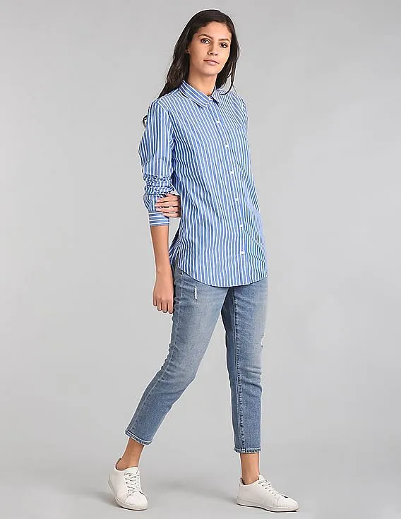 GAP Women Blue Boyfriend Stripe Tunic