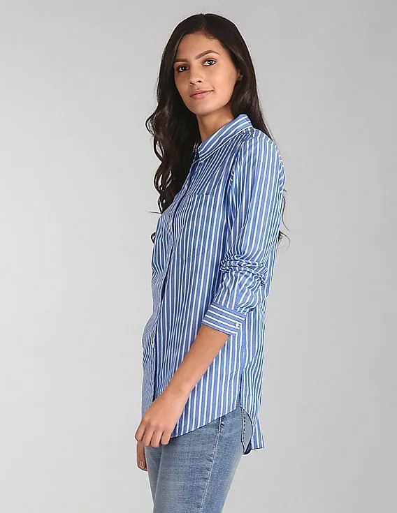 GAP Women Blue Boyfriend Stripe Tunic