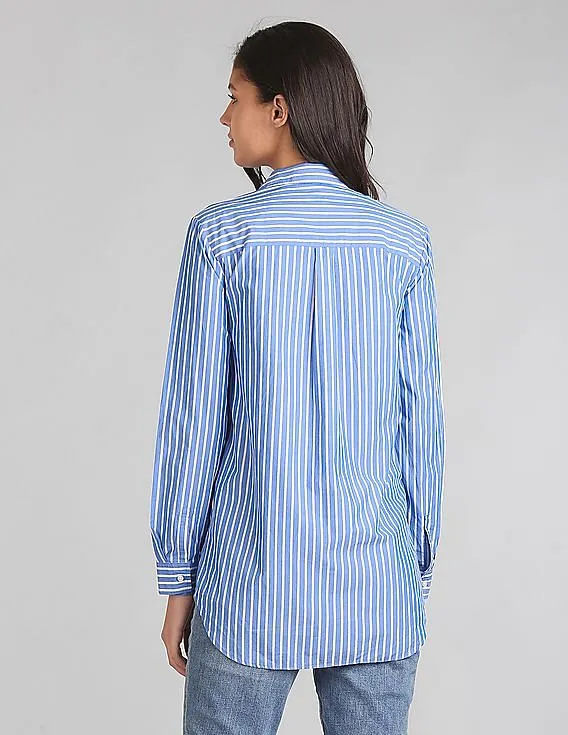 GAP Women Blue Boyfriend Stripe Tunic